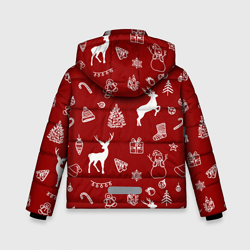 Зимняя куртка для мальчика Новогоднее настроение уют / 3D-Красный – фото 2