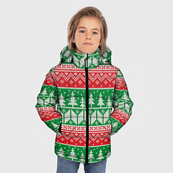 Куртка зимняя для мальчика Зимний вязанный фон с елочками, цвет: 3D-черный — фото 2
