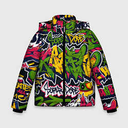 Куртка зимняя для мальчика Крутое граффити, цвет: 3D-черный
