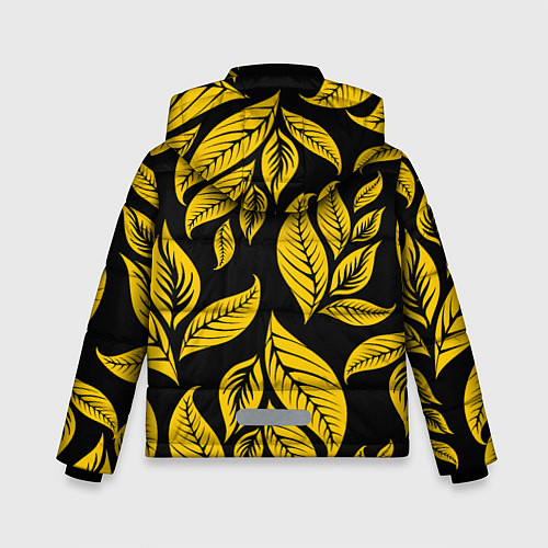 Зимняя куртка для мальчика Лиса на фоне жёлтых листьев / 3D-Черный – фото 2