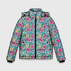 Куртка зимняя для мальчика Весенний цветочный паттерн, цвет: 3D-светло-серый