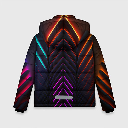 Зимняя куртка для мальчика Неоновые симметричные линии / 3D-Черный – фото 2