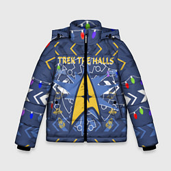 Куртка зимняя для мальчика Новогодний Звездный путь, цвет: 3D-черный