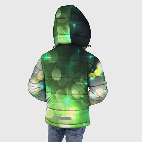 Зимняя куртка для мальчика Неоновый зеленый блеск и черный фон / 3D-Светло-серый – фото 4