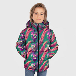 Куртка зимняя для мальчика Паттерн кристальные сердца, цвет: 3D-черный — фото 2