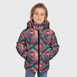 Куртка зимняя для мальчика Паттерн сердца и узоры, цвет: 3D-черный — фото 2