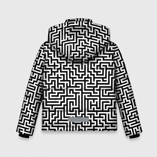 Зимняя куртка для мальчика Черно-белый лабиринт / 3D-Черный – фото 2