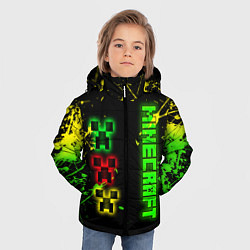 Куртка зимняя для мальчика Minecraft - неоновые логотипы, цвет: 3D-красный — фото 2