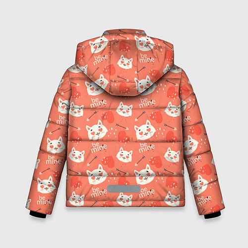Зимняя куртка для мальчика Паттерн кот на персиковом фоне / 3D-Черный – фото 2