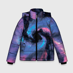 Куртка зимняя для мальчика Ручная роспись галактики акварелью, цвет: 3D-черный