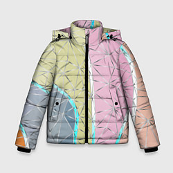 Куртка зимняя для мальчика Разноцветный фон из треугольников с металлическими, цвет: 3D-черный