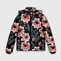 Куртка зимняя для мальчика Эффект вышивки цветы, цвет: 3D-красный
