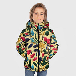 Куртка зимняя для мальчика Эффект вышивки цветочная поляна, цвет: 3D-черный — фото 2