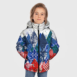 Куртка зимняя для мальчика Флаг России в стиле пэчворк, цвет: 3D-черный — фото 2