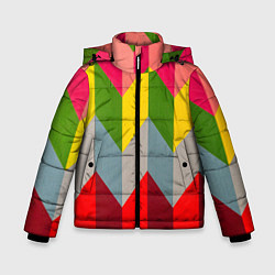 Куртка зимняя для мальчика Разноцветный ромбический абстрактный паттерн, цвет: 3D-красный