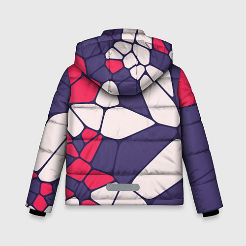 Зимняя куртка для мальчика Бело-фиолетово-красный паттерн из камней / 3D-Черный – фото 2