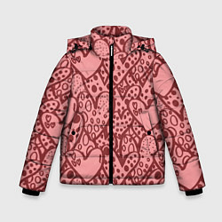 Куртка зимняя для мальчика Сердечный принт, цвет: 3D-черный