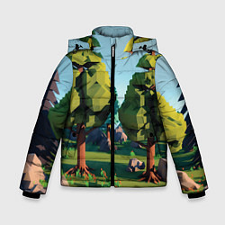 Куртка зимняя для мальчика Воксельный лес, цвет: 3D-красный