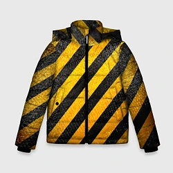 Куртка зимняя для мальчика Черно-желтая опасность, цвет: 3D-светло-серый