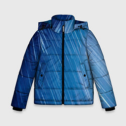 Куртка зимняя для мальчика Белые полосы на синем фоне, цвет: 3D-красный
