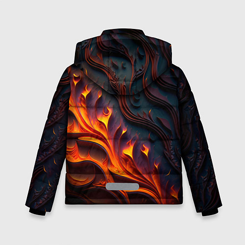 Зимняя куртка для мальчика Огненный орнамент с языками пламени / 3D-Черный – фото 2