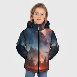 Куртка зимняя для мальчика Млечный путь над пейзажем, цвет: 3D-черный — фото 2