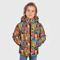 Куртка зимняя для мальчика Лоскутное шитье, рисовала нейросеть, цвет: 3D-красный — фото 2
