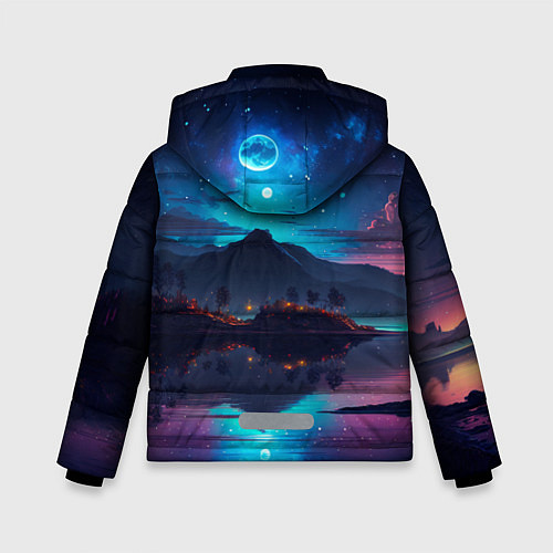 Зимняя куртка для мальчика Ночное небо, пейзаж / 3D-Черный – фото 2