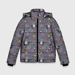 Куртка зимняя для мальчика Енотики паттерн, цвет: 3D-светло-серый