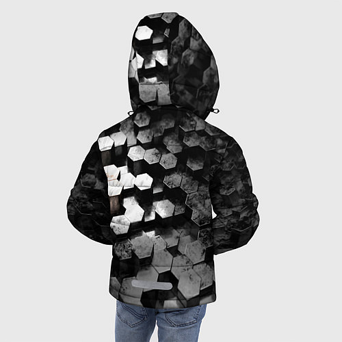 Зимняя куртка для мальчика Карбоновые соты абстрация / 3D-Красный – фото 4