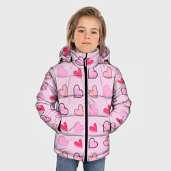 Куртка зимняя для мальчика Валентинки на нежно-розовом фоне, цвет: 3D-черный — фото 2