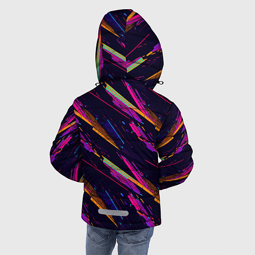 Зимняя куртка для мальчика Глитч полосы / 3D-Красный – фото 4