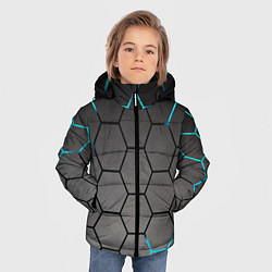 Куртка зимняя для мальчика Броня текстура неоновая, цвет: 3D-черный — фото 2