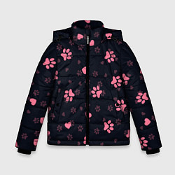 Куртка зимняя для мальчика Лапки котиков, цвет: 3D-черный