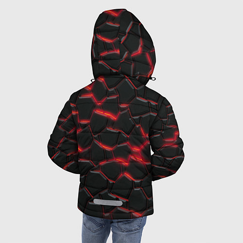 Зимняя куртка для мальчика Красный неон и плиты / 3D-Красный – фото 4