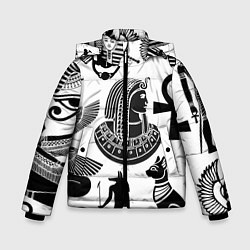 Куртка зимняя для мальчика Египетские знаки, цвет: 3D-черный
