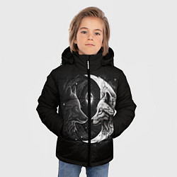 Куртка зимняя для мальчика Волки инь-янь луна, цвет: 3D-черный — фото 2