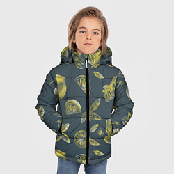 Куртка зимняя для мальчика Лимоны в карандаше на сером фоне, цвет: 3D-светло-серый — фото 2