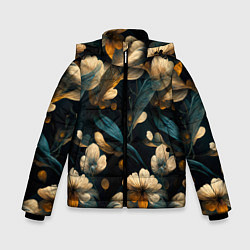Куртка зимняя для мальчика Узор цветочный паттерн, цвет: 3D-черный