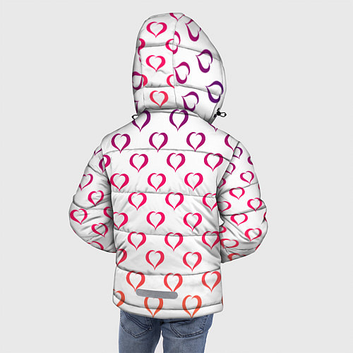 Зимняя куртка для мальчика Разноцветные сердечки для дня святого валентина / 3D-Красный – фото 4