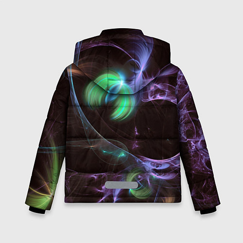 Зимняя куртка для мальчика Магические фиолетовые волны и цветные космические / 3D-Черный – фото 2