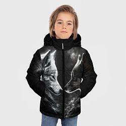Куртка зимняя для мальчика Пара волков - белый и черный, цвет: 3D-светло-серый — фото 2
