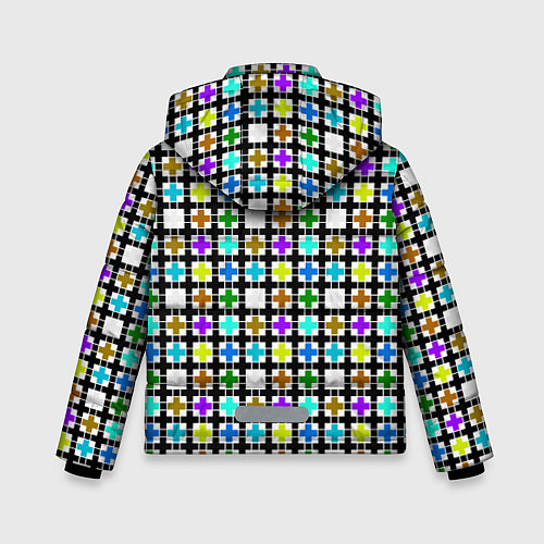 Зимняя куртка для мальчика Геометрический узор в клетку разноцветный / 3D-Красный – фото 2