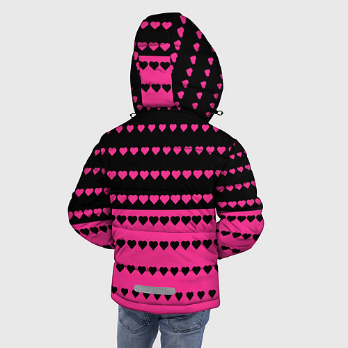 Зимняя куртка для мальчика Черные и розовые сердца узор / 3D-Красный – фото 4