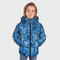 Куртка зимняя для мальчика Синие цветы, цвет: 3D-красный — фото 2
