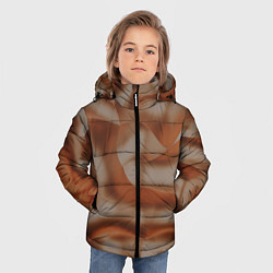 Куртка зимняя для мальчика Тёмно-золотистые абстрактные волны, цвет: 3D-красный — фото 2