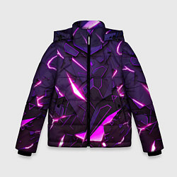 Куртка зимняя для мальчика Неоновые абстрактные электрические плиты, цвет: 3D-светло-серый