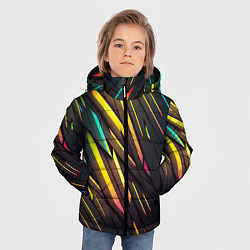 Куртка зимняя для мальчика Неоновые абстрактные линии, цвет: 3D-красный — фото 2