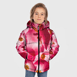Куртка зимняя для мальчика Цветы бегония текстура, цвет: 3D-светло-серый — фото 2