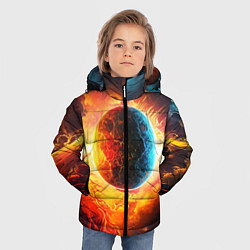 Куртка зимняя для мальчика Планета в огненном космосе, цвет: 3D-красный — фото 2